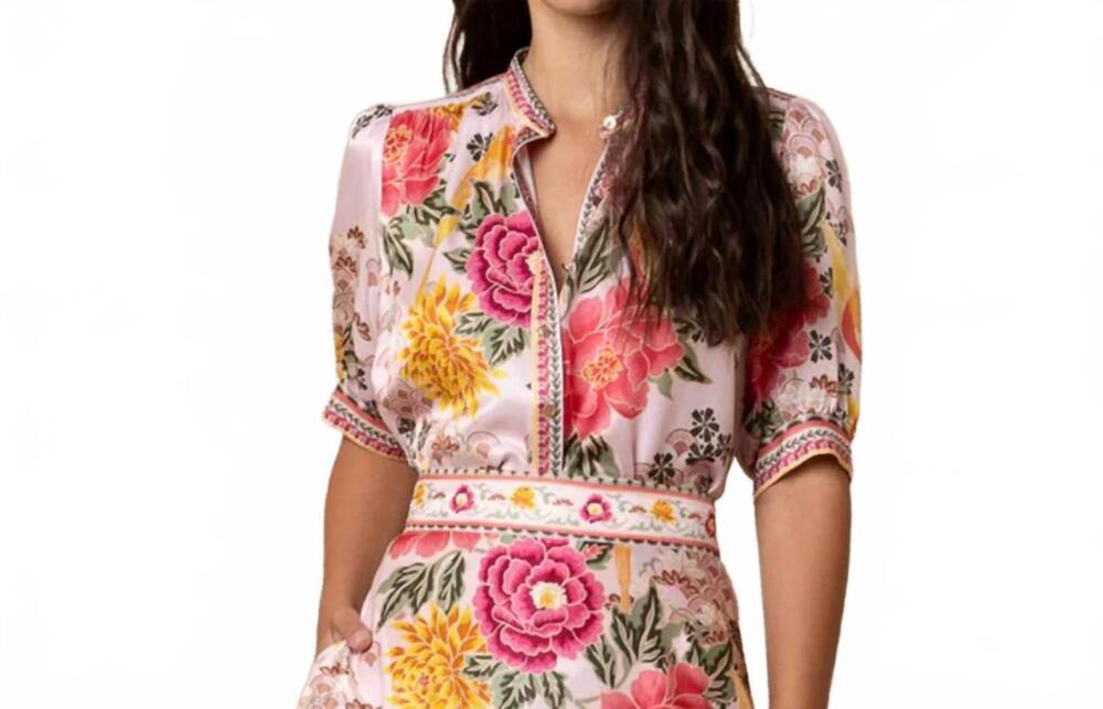 NEW HALE BOB scottie silk top in pink